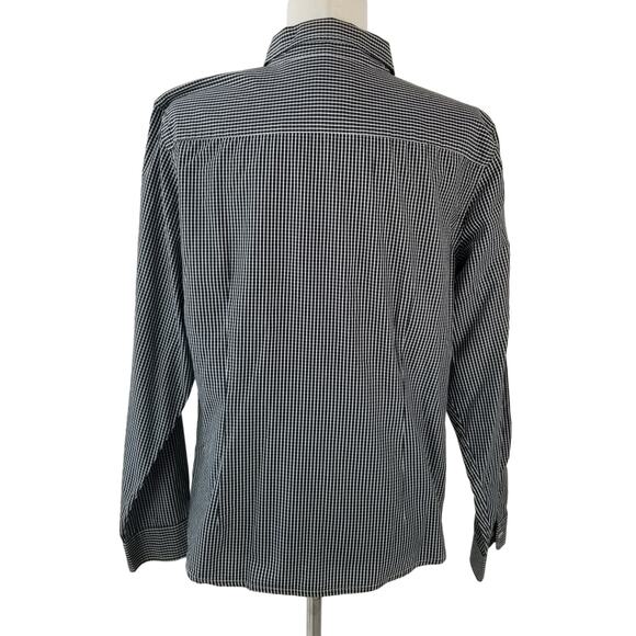 Talbots Black White Check Button Down Long Sleeve Top Size Large - Picture 2 of 4